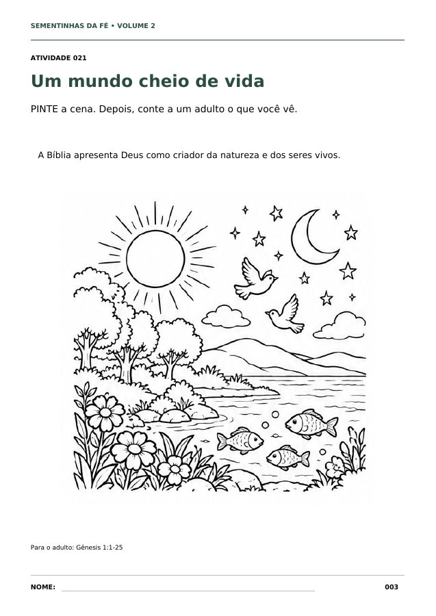 Página para colorir: um mundo cheio de vida